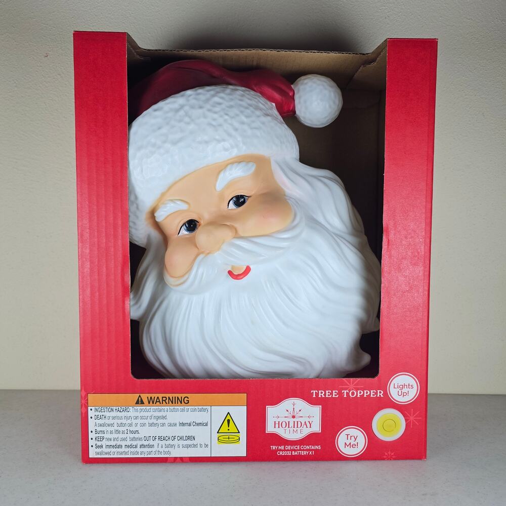 New Holiday Time Santa Claus Blow mold Light Up Tree Topper